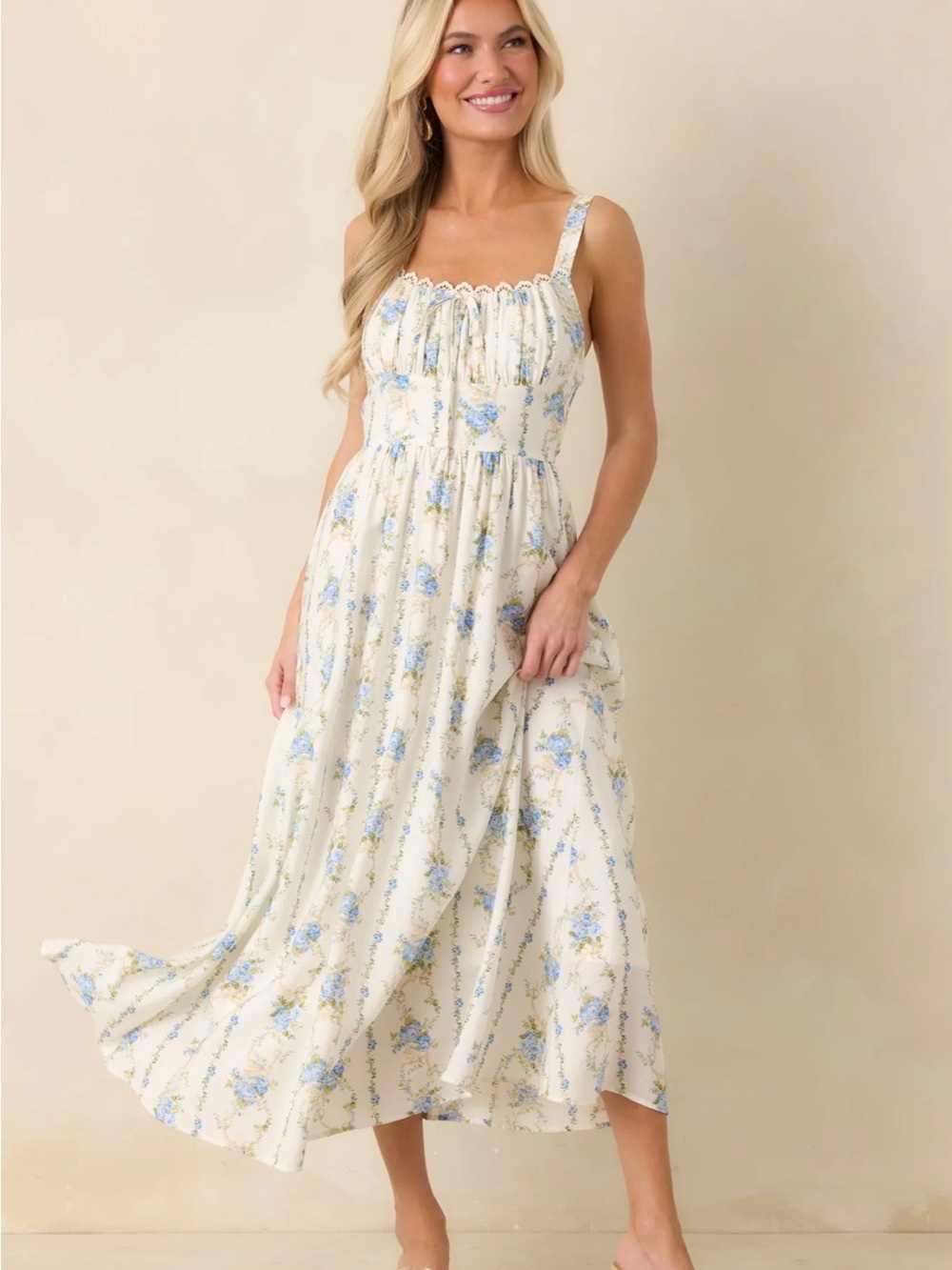 Blu Pepper Floral Garland Corset Midi Dress NWT, Women’s Size Large Cottagecore